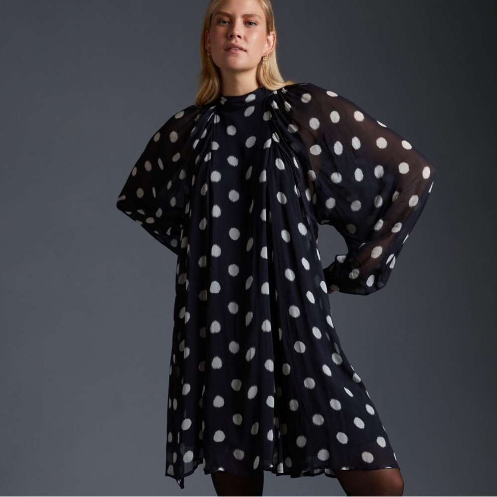 Anthropologie Maeve Long-Sleeve Sheer Mini Dress